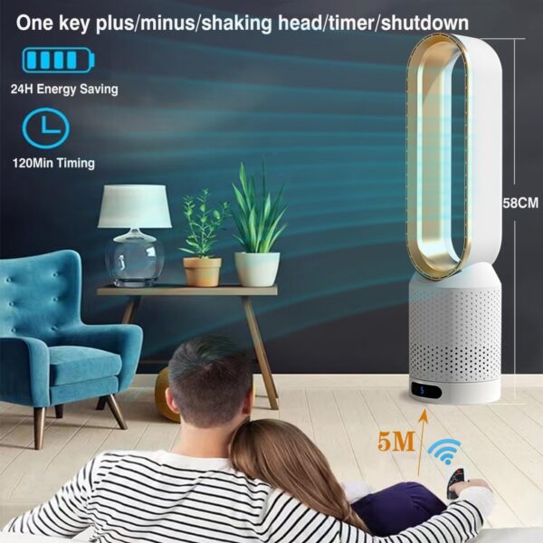 Fastgear 20"BLADELESS ROTATABLE PORTABLE TOWER TABLE FAN WITH 9SPEED LEVEL TOUCH CONTROL Remote Controlled Table Fan - Image 6