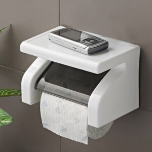 Fastgear Toilet Paper Holder with Mobile Stand Rust Resistant for bathroom/Washroom Acrylic Toilet Paper Holder